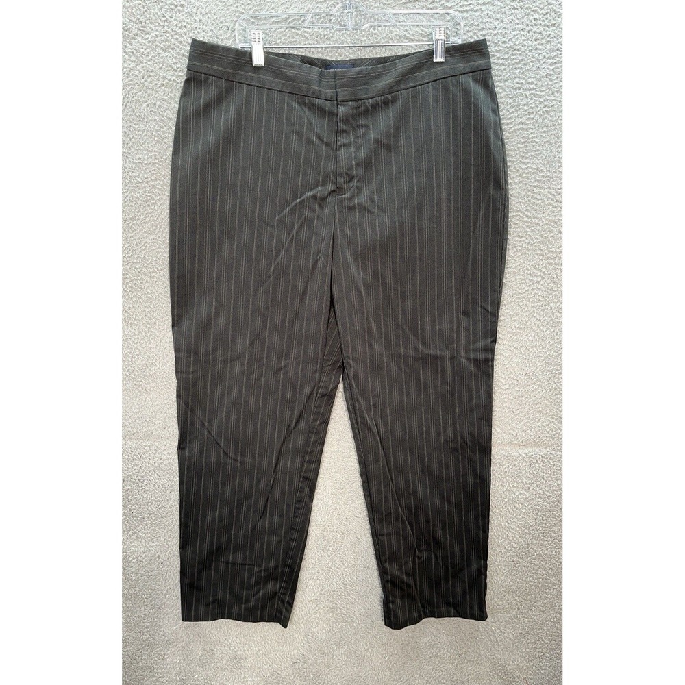 Dockers Pants Womens 18W Medium Black White Tan Striped Stain Defender‎ Preppy